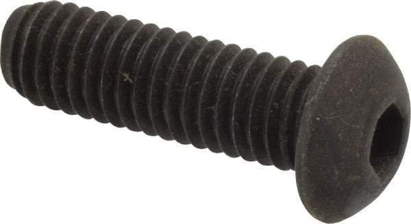 Value Collection - 3/8-16 UNC Hex Socket Drive, Button Screw - Alloy Steel, Black Oxide Finish, Fully Threaded, 1-1/4" Length Under Head - Americas Industrial Supply