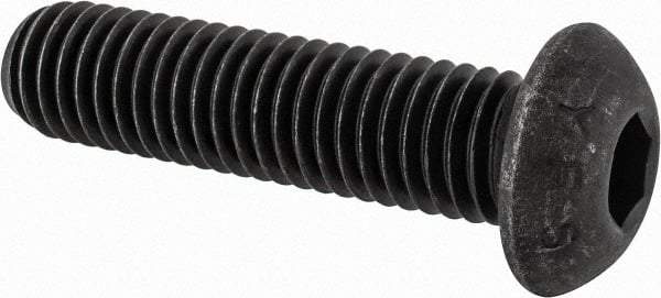 Value Collection - 1/2-13 UNC Hex Socket Drive, Button Screw - Alloy Steel, Black Oxide Finish, Fully Threaded, 2" Length Under Head - Americas Industrial Supply