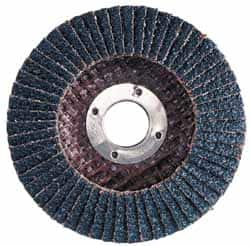 Merit Abrasives - 60 Grit, 7" Disc Diam, 7/8" Center Hole, Type 29 Zirconia Alumina Flap Disc - 8,600 Max RPM, Fiberglass Backing, Arbor Attaching System, Coated - Americas Industrial Supply