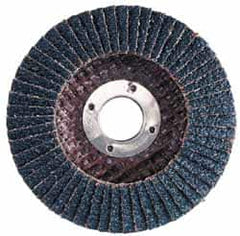 Merit Abrasives - 60 Grit, 7" Disc Diam, 7/8" Center Hole, Type 29 Zirconia Alumina Flap Disc - 8,600 Max RPM, Fiberglass Backing, Arbor Attaching System, Coated - Americas Industrial Supply
