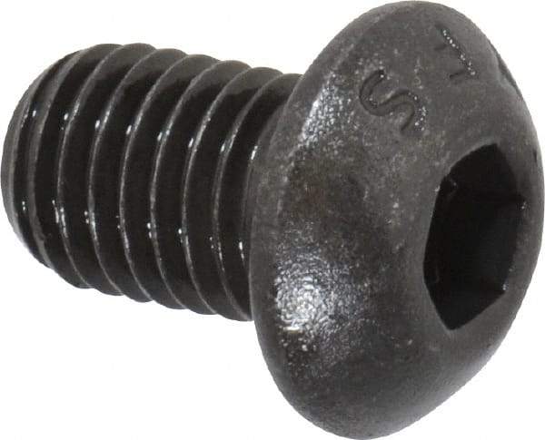 Value Collection - 1/4-28 UNF Hex Socket Drive, Button Screw - Alloy Steel, Black Oxide Finish, Fully Threaded, 3/8" Length Under Head - Americas Industrial Supply