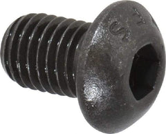 Value Collection - 1/4-28 UNF Hex Socket Drive, Button Screw - Alloy Steel, Black Oxide Finish, Fully Threaded, 3/8" Length Under Head - Americas Industrial Supply