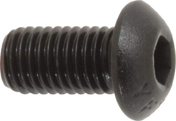 Value Collection - 1/4-28 UNF Hex Socket Drive, Button Screw - Alloy Steel, Black Oxide Finish, Fully Threaded, 1/2" Length Under Head - Americas Industrial Supply
