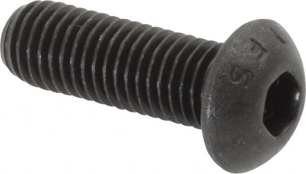 Value Collection - 1/4-28 UNF Hex Socket Drive, Button Screw - Alloy Steel, Black Oxide Finish, Fully Threaded, 3/4" Length Under Head - Americas Industrial Supply