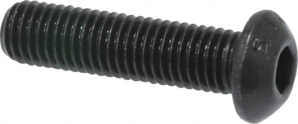 Value Collection - 1/4-28 UNF Hex Socket Drive, Button Screw - Alloy Steel, Black Oxide Finish, Fully Threaded, 1" Length Under Head - Americas Industrial Supply