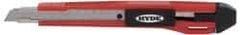 Hyde Tools - Snap Utility Knife - 9mm Blade, Red & Black Polystyrene (High Impact) Handle, 3 Blades Included - Americas Industrial Supply