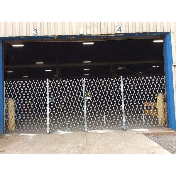 Illinois Engineered Products - 7' High Bi-Parting Folding Gates - Galvanized Steel, Silver - Americas Industrial Supply