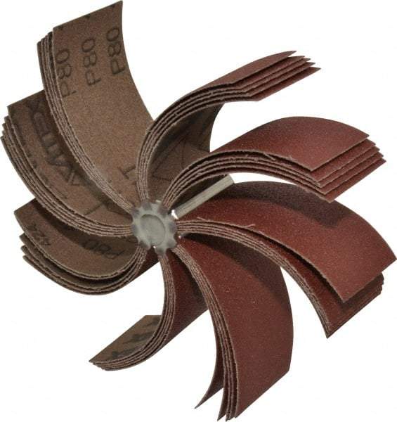 Superior Abrasives - 80 Grit, Coated, Aluminum Oxide Bore Polisher - 1/4" Shank Length, Medium Grade, 8,000 RPM, Polishes Bores with 5-1/4 to 5-7/8" Diam - Americas Industrial Supply