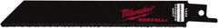 Milwaukee Tool - 6" Long x 3/4" Thick, Steel Reciprocating Saw Blade - Straight Profile, Continuous Edge, Universal Shank - Americas Industrial Supply