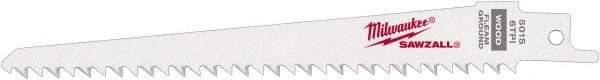 Milwaukee Tool - 6" Long x 3/4" Thick, Steel Reciprocating Saw Blade - Tapered Profile, 6 TPI, Toothed Edge, Universal Shank - Americas Industrial Supply