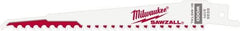 Milwaukee Tool - 6" Long x 3/4" Thick, Steel Reciprocating Saw Blade - Tapered Profile, 6 TPI, Toothed Edge, Universal Shank - Americas Industrial Supply