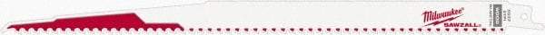 Milwaukee Tool - 12" Long x 3/4" Thick, Steel Reciprocating Saw Blade - Tapered Profile, 5 TPI, Toothed Edge, Universal Shank - Americas Industrial Supply