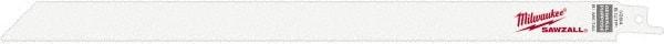 Milwaukee Tool - 12" Long x 3/4" Thick, Steel Reciprocating Saw Blade - Straight Profile, 8 to 12 TPI, Toothed Edge, Universal Shank - Americas Industrial Supply