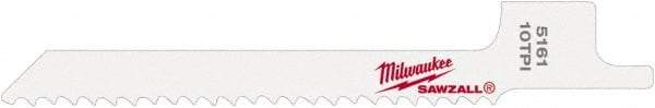 Milwaukee Tool - 3-5/8" Long x 5/16" Thick, Steel Reciprocating Saw Blade - Scroll Profile, 10 TPI, Toothed Edge, Universal Shank - Americas Industrial Supply