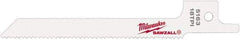 Milwaukee Tool - 3-5/8" Long x 5/16" Thick, Steel Reciprocating Saw Blade - Scroll Profile, 18 TPI, Toothed Edge, Universal Shank - Americas Industrial Supply