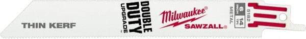 Milwaukee Tool - 6" Long x 3/4" Thick, Steel Reciprocating Saw Blade - Straight Profile, 14 TPI, Toothed Edge, Universal Shank - Americas Industrial Supply