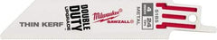Milwaukee Tool - 4" Long x 3/4" Thick, Steel Reciprocating Saw Blade - Straight Profile, 24 TPI, Toothed Edge, Universal Shank - Americas Industrial Supply