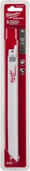Milwaukee Tool - 8" Long x 5/8" Thick, Steel Reciprocating Saw Blade - Straight Profile, 10 to 14 TPI, Toothed Edge, Universal Shank - Americas Industrial Supply
