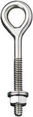 Ronstan - 1/4-20, Electropolished Finish, Stainless Steel Forged Eye Bolt - 2" Thread Length, 11.91mm ID x 33mm OD, 5" Shank Length - Americas Industrial Supply