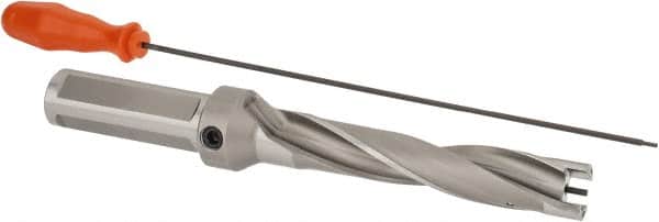 Kennametal - 23.81 to 24mm Diam, 5xD, 120mm Max Depth, 1" Shank Diam, 148.59mm Flute, 244.48mm OAL, Replaceable Tip Drill - KSEM0938 Insert, 4 Seat Size, Series KSEM - Americas Industrial Supply