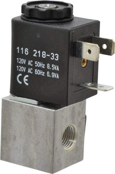 ARO/Ingersoll-Rand - 1/8", CAT Series 3-Way 2-Position Body Ported Stacking Solenoid Valve - 120 VAC, 0.062 CV Rate, 2.43" High - Americas Industrial Supply