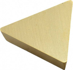 Hertel - TPU432 Grade HC210 Carbide Turning Insert - TiN Finish, 60° Triangle, 1/2" Inscr Circle, 3/16" Thick, 1/32" Corner Radius - Americas Industrial Supply