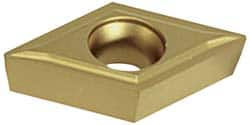 Hertel - DCMT32.52 LF Grade HC210 Carbide Turning Insert - TiN Finish, 55° Diamond, 3/8" Inscr Circle, 5/32" Thick, 1/32" Corner Radius - Americas Industrial Supply