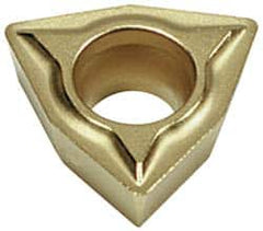 Hertel - WCMT32.52 LF Grade HC210 Carbide Turning Insert - TiN Finish, 80° Trigon, 3/8" Inscr Circle, 5/32" Thick, 1/32" Corner Radius - Americas Industrial Supply