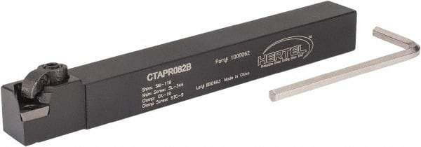 Hertel - CTAP, Right Hand Cut, 3° Lead Angle, 1/2" Shank Height x 1/2" Shank Width, Positive Rake Indexable Turning Toolholder - 4-1/2" OAL, TP..22 Insert Compatibility, Series Clamp Type - Americas Industrial Supply