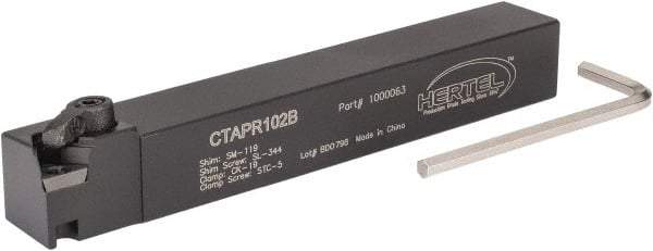 Hertel - CTAP, Right Hand Cut, 3° Lead Angle, 5/8" Shank Height x 5/8" Shank Width, Positive Rake Indexable Turning Toolholder - 4-1/2" OAL, TP..22 Insert Compatibility, Series Clamp Type - Americas Industrial Supply