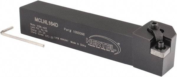 Hertel - MCLN, Left Hand Cut, 5° Lead Angle, 1" Shank Height x 1" Shank Width, Negative Rake Indexable Turning Toolholder - 6" OAL, CN..43. Insert Compatibility, Series Multi-Option - Americas Industrial Supply