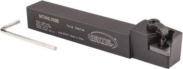 Hertel - MTAN, Left Hand Cut, 3° Lead Angle, 5/8" Shank Height x 5/8" Shank Width, Negative Rake Indexable Turning Toolholder - 4-1/2" OAL, TN..33. Insert Compatibility, Series Multi-Option - Americas Industrial Supply