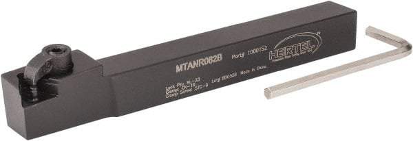 Hertel - MTAN, Right Hand Cut, 3° Lead Angle, 1/2" Shank Height x 1/2" Shank Width, Negative Rake Indexable Turning Toolholder - 4-1/2" OAL, TN..22. Insert Compatibility, Series Multi-Option - Americas Industrial Supply
