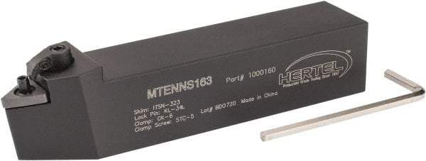 Hertel - MTEN, Neutral Cut, 0° Lead Angle, 1" Shank Height x 1" Shank Width, Negative Rake Indexable Turning Toolholder - 5" OAL, TN..33. Insert Compatibility, Series Multi-Option - Americas Industrial Supply