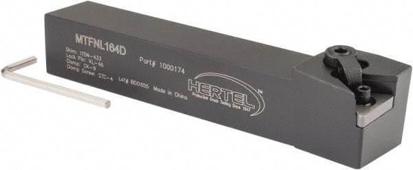 Hertel - MTFN, Left Hand Cut, 0° Lead Angle, 1" Shank Height x 1" Shank Width, Negative Rake Indexable Turning Toolholder - 6" OAL, TN..43. Insert Compatibility, Series Multi-Option - Americas Industrial Supply