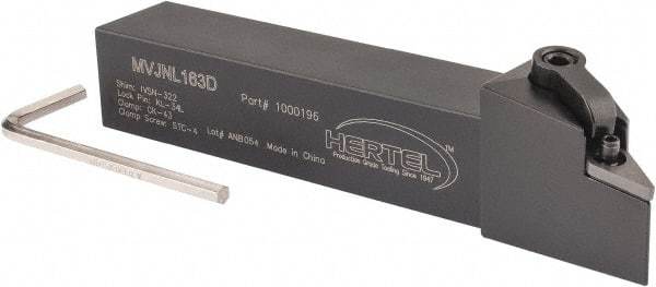 Hertel - MVJN, Left Hand Cut, 3° Lead Angle, 1" Shank Height x 1" Shank Width, Negative Rake Indexable Turning Toolholder - 6" OAL, VN..33. Insert Compatibility, Series Multi-Option - Americas Industrial Supply