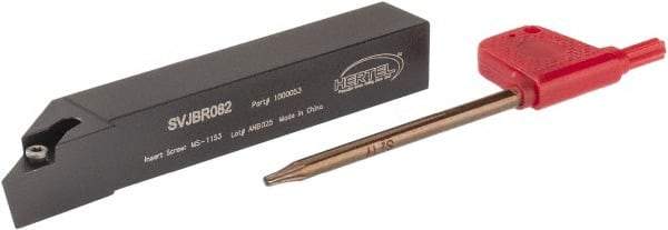 Hertel - SVJB, Right Hand Cut, 3° Lead Angle, 1/2" Shank Height x 1/2" Shank Width, Neutral Rake Indexable Turning Toolholder - 3-1/2" OAL, VB..22. Insert Compatibility, Series Screw-Type - Americas Industrial Supply