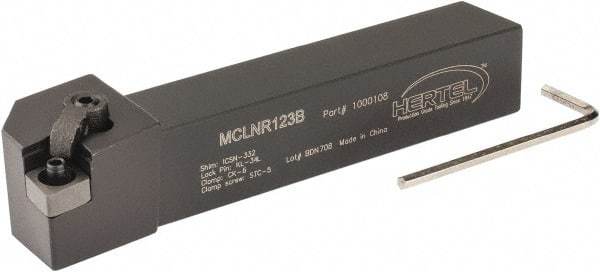 Hertel - MCLN, Right Hand Cut, 5° Lead Angle, 3/4" Shank Height x 3/4" Shank Width, Negative Rake Indexable Turning Toolholder - 4-1/2" OAL, CN..32. Insert Compatibility, Series Multi-Option - Americas Industrial Supply