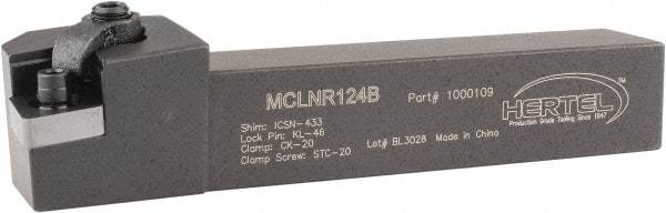 Hertel - MCLN, Right Hand Cut, 5° Lead Angle, 3/4" Shank Height x 3/4" Shank Width, Negative Rake Indexable Turning Toolholder - 4-1/2" OAL, CN..43. Insert Compatibility, Series Multi-Option - Americas Industrial Supply