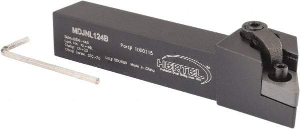 Hertel - MDJN, Left Hand Cut, 3° Lead Angle, 3/4" Shank Height x 3/4" Shank Width, Negative Rake Indexable Turning Toolholder - 4-1/2" OAL, DN..43. Insert Compatibility, Series Multi-Option - Americas Industrial Supply