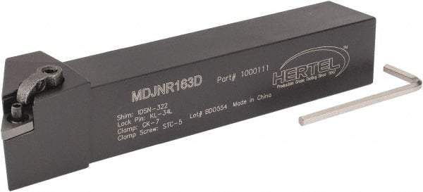 Hertel - MDJN, Right Hand Cut, 3° Lead Angle, 1" Shank Height x 1" Shank Width, Negative Rake Indexable Turning Toolholder - 6" OAL, DN..33. Insert Compatibility, Series Multi-Option - Americas Industrial Supply