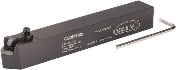 Hertel - CSDP, Neutral Cut, 0° Lead Angle, 5/8" Shank Height x 5/8" Shank Width, Positive Rake Indexable Turning Toolholder - 4-1/2" OAL, SP..32. Insert Compatibility, Series Clamp Type - Americas Industrial Supply