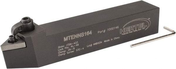 Hertel - MTEN, Neutral Cut, 0° Lead Angle, 1" Shank Height x 1" Shank Width, Negative Rake Indexable Turning Toolholder - 6" OAL, TN..43. Insert Compatibility, Series Multi-Option - Americas Industrial Supply