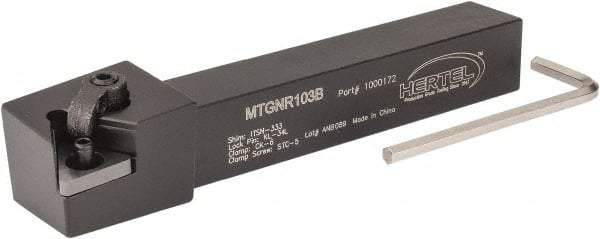 Hertel - MTGN, Right Hand Cut, 3° Lead Angle, 5/8" Shank Height x 5/8" Shank Width, Negative Rake Indexable Turning Toolholder - 4-1/2" OAL, TN..33. Insert Compatibility, Series Multi-Option - Americas Industrial Supply