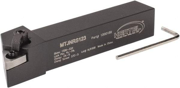 Hertel - MTJN, Right Hand Cut, 3° Lead Angle, 3/4" Shank Height x 3/4" Shank Width, Negative Rake Indexable Turning Toolholder - 4-1/2" OAL, TN..33. Insert Compatibility, Series Multi-Option - Americas Industrial Supply