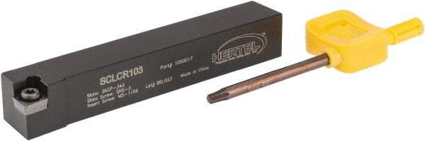 Hertel - SCLC, Right Hand Cut, 5° Lead Angle, 5/8" Shank Height x 5/8" Shank Width, Neutral Rake Indexable Turning Toolholder - 4" OAL, CC..32.5. Insert Compatibility, Series Screw-Type - Americas Industrial Supply
