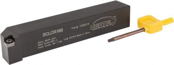 Hertel - SCLC, Right Hand Cut, 5° Lead Angle, 1" Shank Height x 1" Shank Width, Neutral Rake Indexable Turning Toolholder - 6" OAL, CC..32.5. Insert Compatibility, Series Screw-Type - Americas Industrial Supply