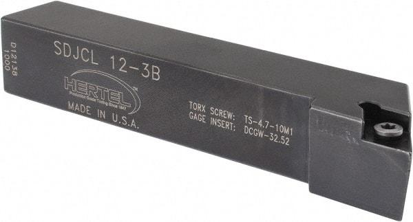 Hertel - SDJC, Left Hand Cut, 3° Lead Angle, 3/4" Shank Height x 3/4" Shank Width, Neutral Rake Indexable Turning Toolholder - 4-1/2" OAL, DC..32.5. Insert Compatibility, Series Screw-Type - Americas Industrial Supply