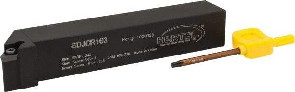 Hertel - SDJC, Right Hand Cut, 3° Lead Angle, 1" Shank Height x 1" Shank Width, Neutral Rake Indexable Turning Toolholder - 6" OAL, DC..32.5. Insert Compatibility, Series Screw-Type - Americas Industrial Supply
