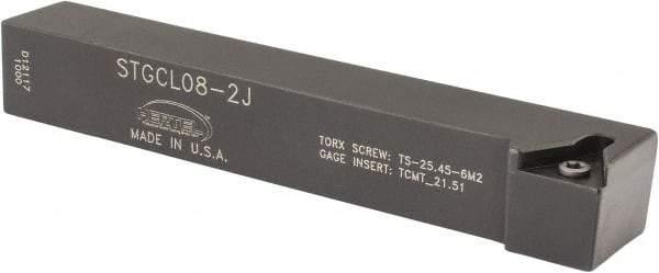 Hertel - STGC, Left Hand Cut, 3° Lead Angle, 1/2" Shank Height x 1/2" Shank Width, Neutral Rake Indexable Turning Toolholder - 3-1/2" OAL, TC..21.5. Insert Compatibility, Series Screw-Type - Americas Industrial Supply